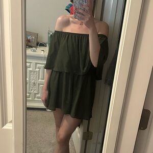 Impeccable Pig Off-Shoulder Green Dress